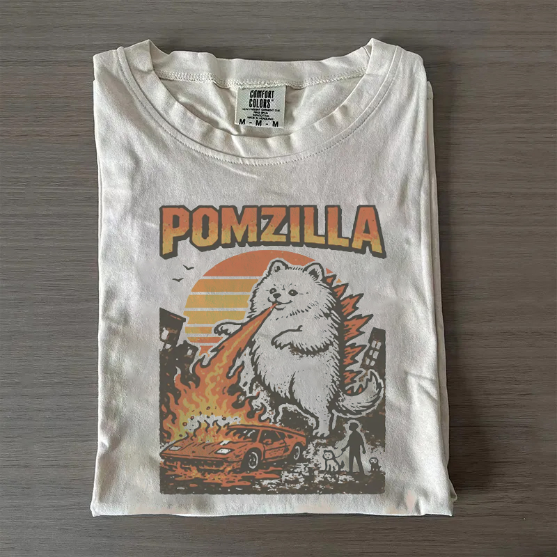 Funny Pomeranian Godzilla T-shirt
