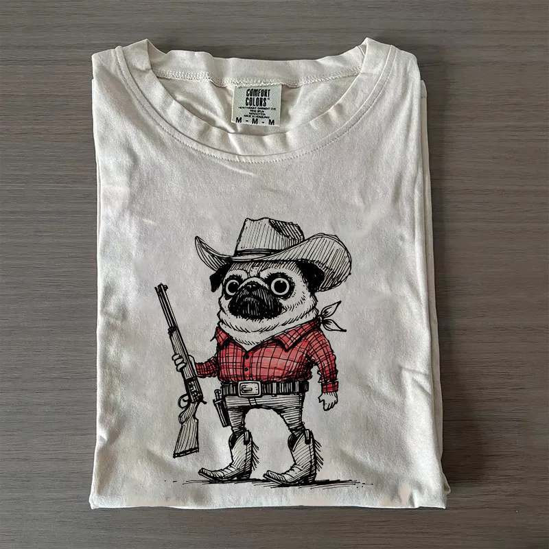 Funny Pug Cowboy T-shirt