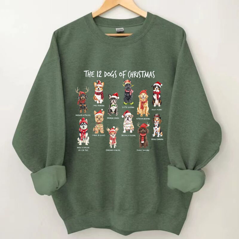 Retro 12 Dogs of Christmas Sweatshirt