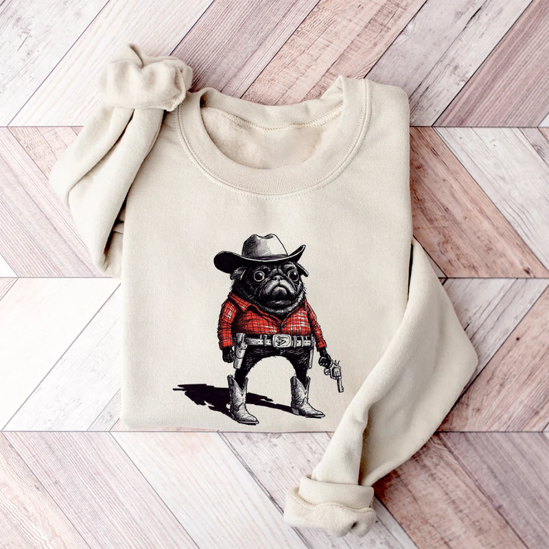 Pug Funny Cowboy Sweatshirt