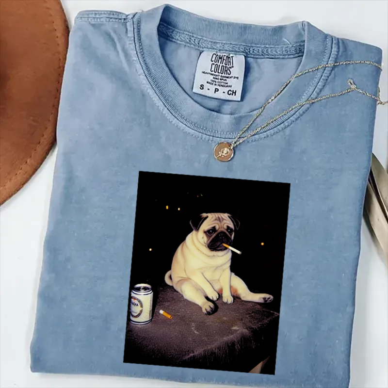 Funny Pug Smoking Meme T-shirt