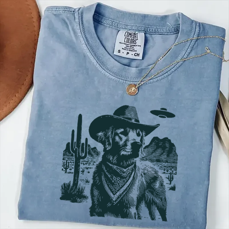 Vintage Golden Retriever UFO T-shirt