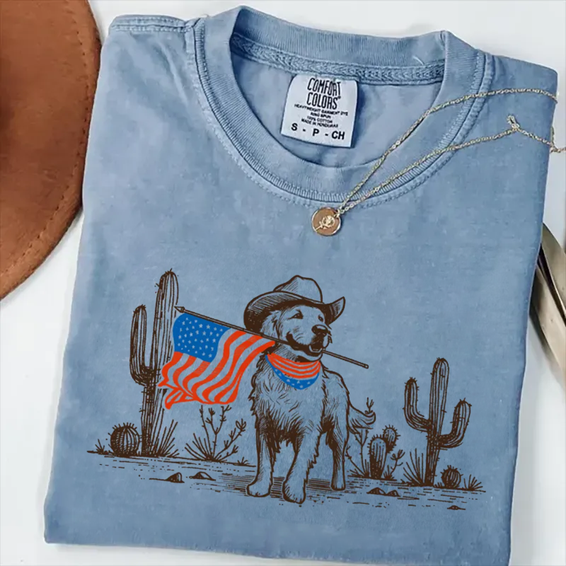 Comfort Colors Golden Retriever 4th of July T-shirt