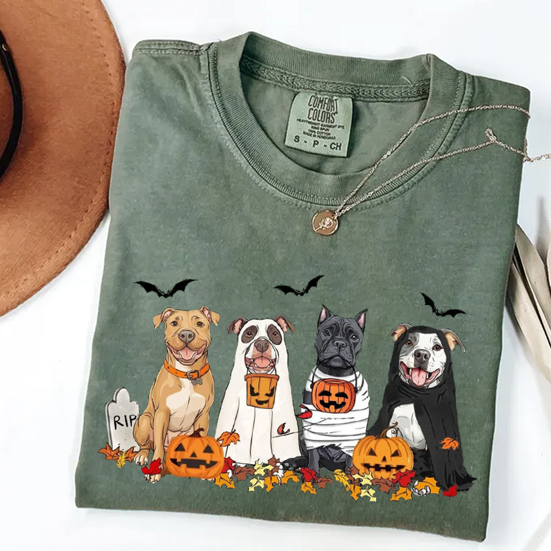 Halloween Pitbull Ghost Dogs T-shirt