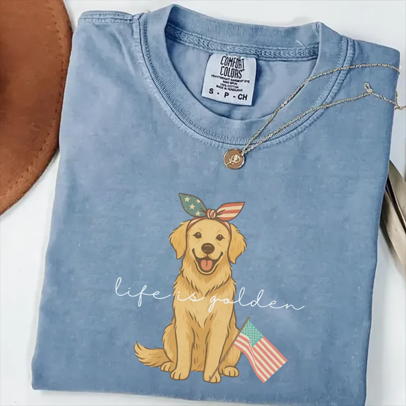 4th of July Golden Retriever T-shirt