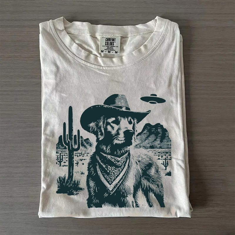 Vintage Golden Retriever UFO T-shirt