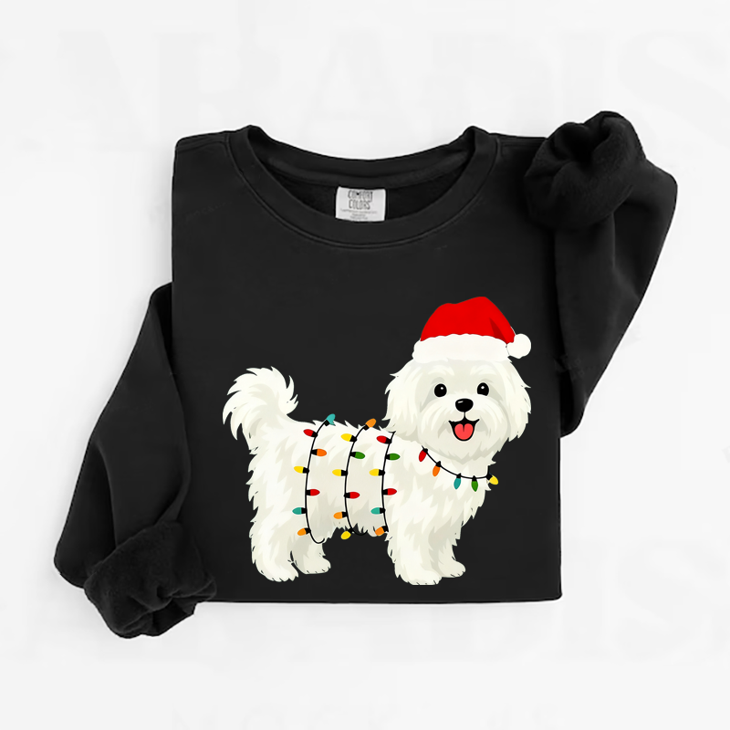 Santa Maltese Dog Christmas Sweatshirt