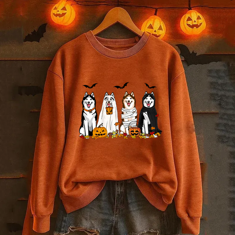 Husky Ghost Dogs Halloween Sweatshirt