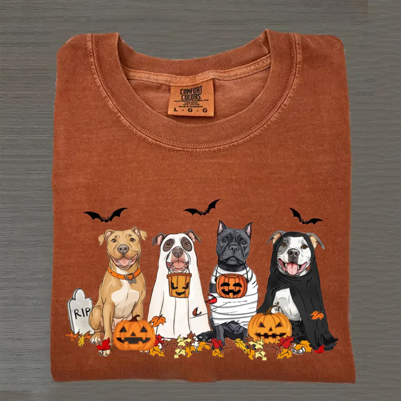 Halloween Pitbull Ghost Dogs T-shirt