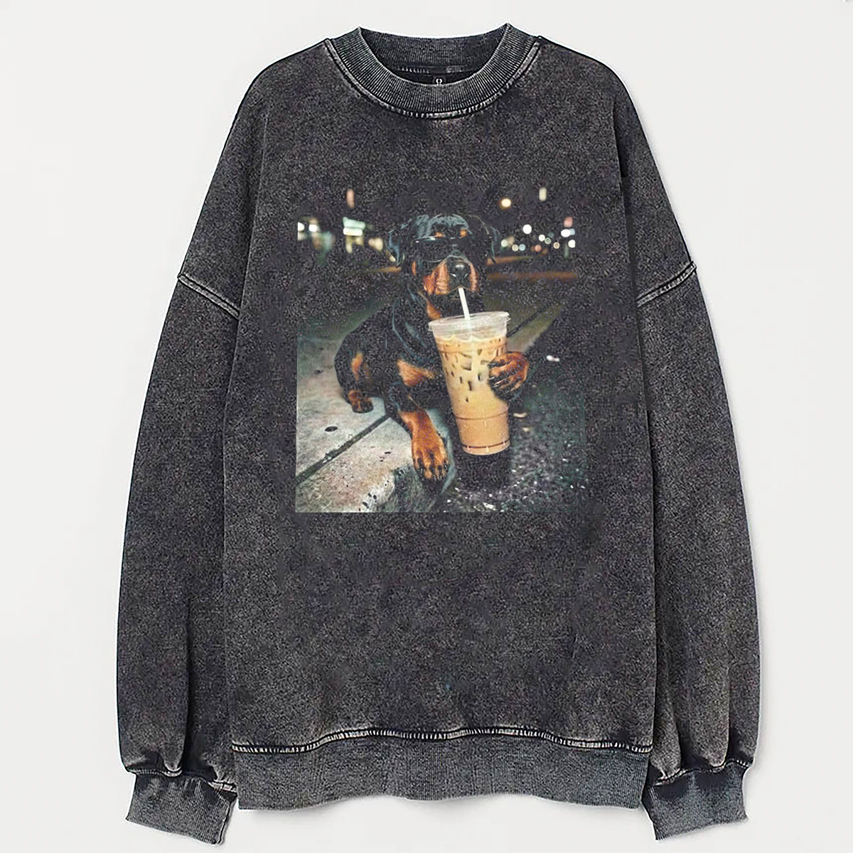 Rottweiler Drinking Iced Coffee Sweatshirt