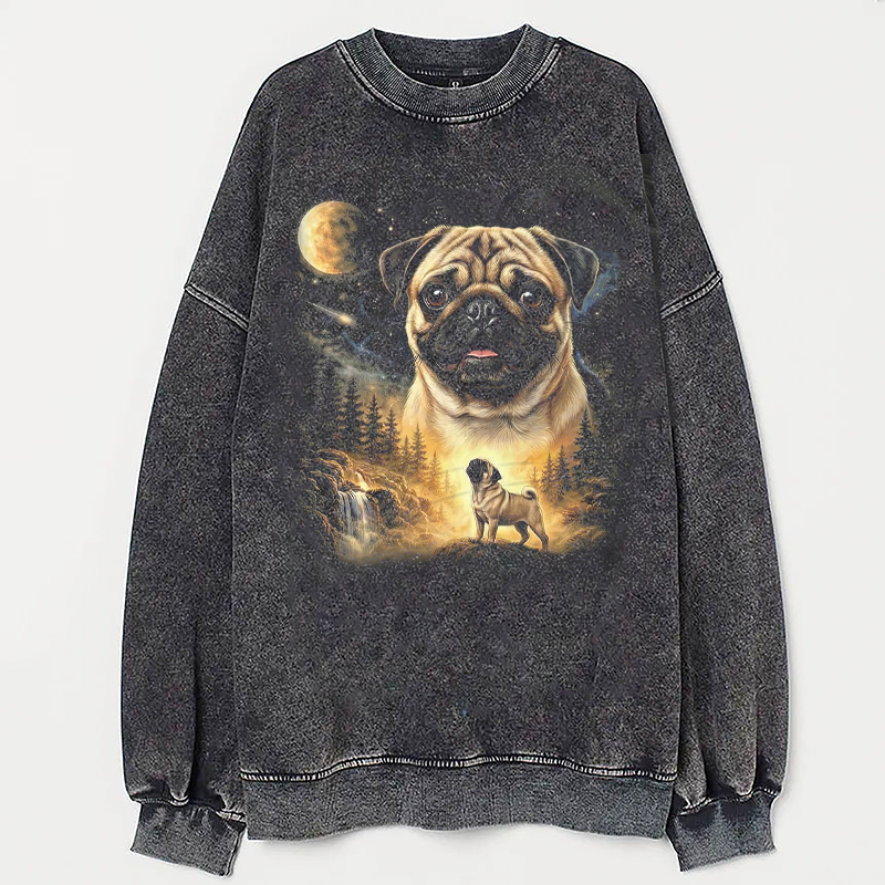Pug Howling to The Moon Vintage Sweatshirt