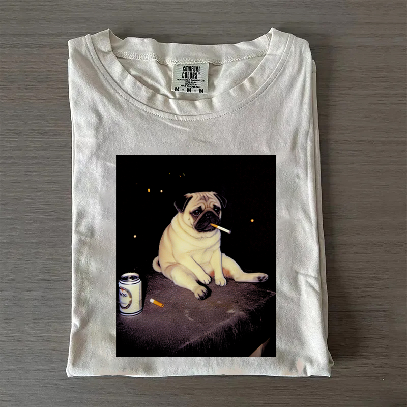 Funny Pug Smoking Meme T-shirt