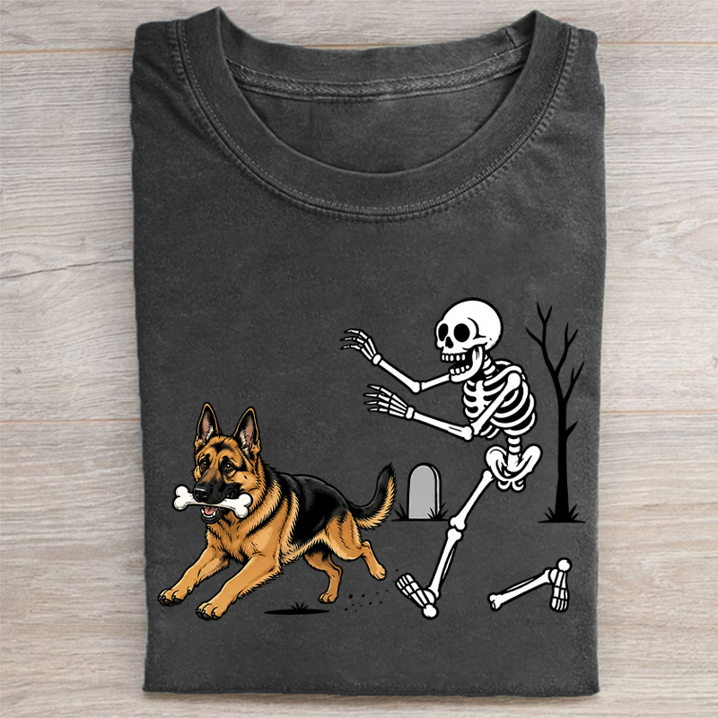 German Shepherd Dog Breeds Halloween Skeleton T-shirt