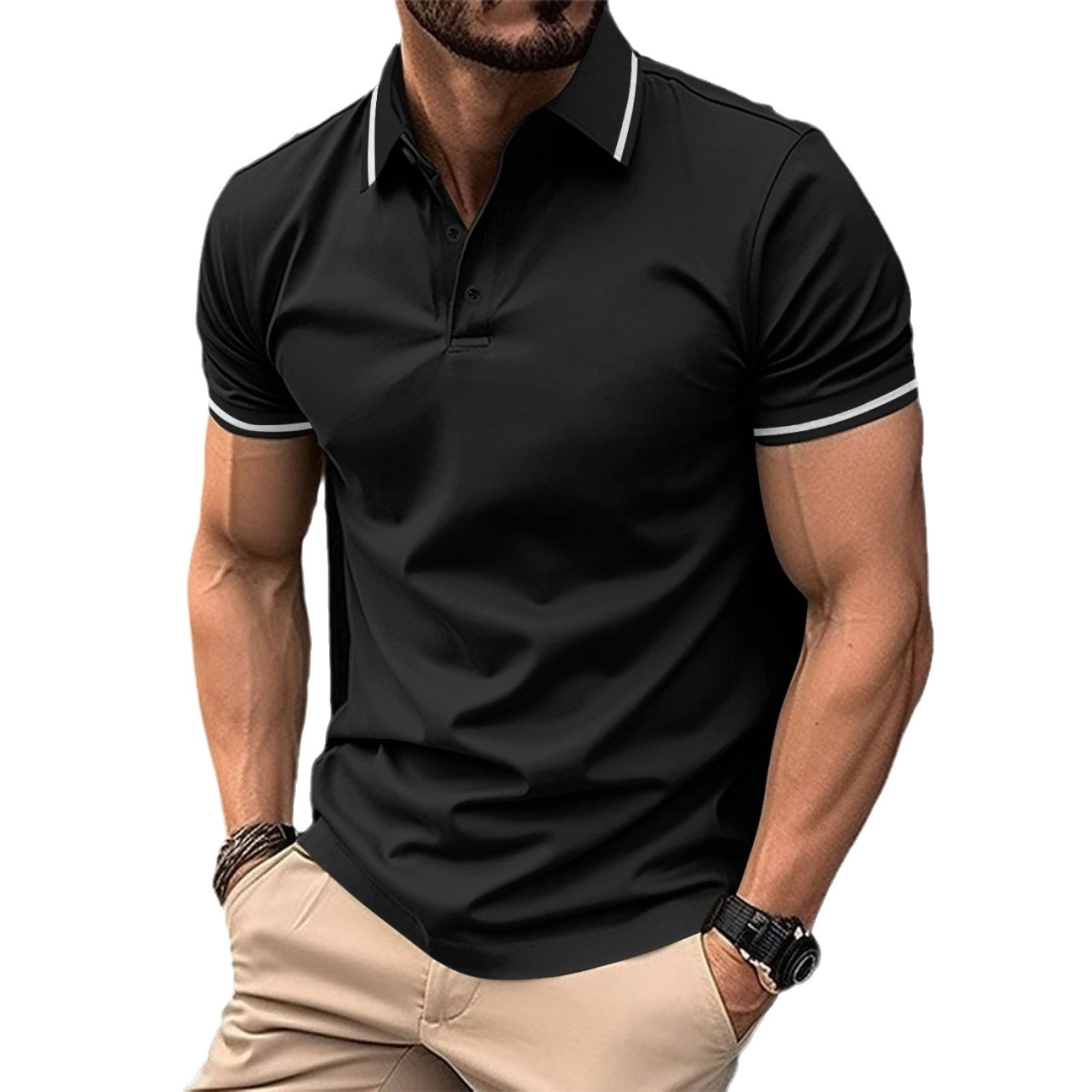 🔥Prime Day Sale 60% OFF🔥 - Men Striped Trim Comfy Breathable Polo Shirt