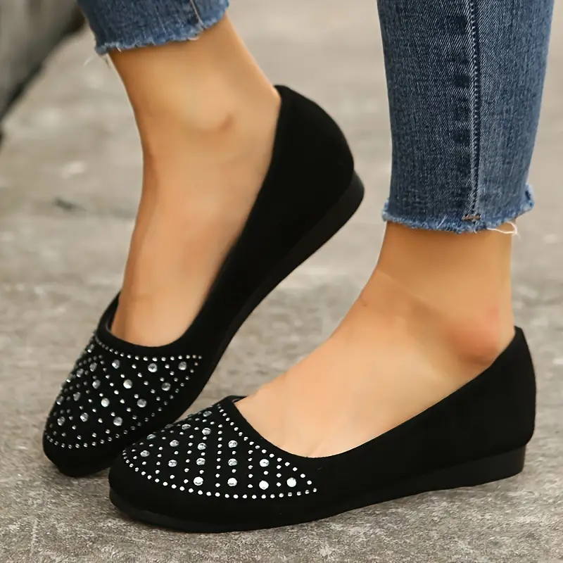 🔥Last Day 50% OFF ⏰Women's Flats Plus Size Flat Heel Round Toe Suede Loafer- Proven Plantar Fasciitis, Foot and Heel Pain Relief