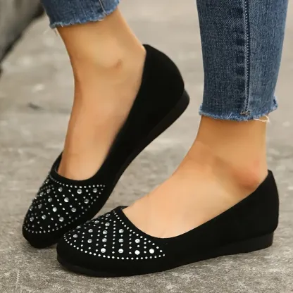 🔥Last Day 50% OFF ⏰Women's Flats Plus Size Flat Heel Round Toe Suede Loafer- Proven Plantar Fasciitis, Foot and Heel Pain Relief