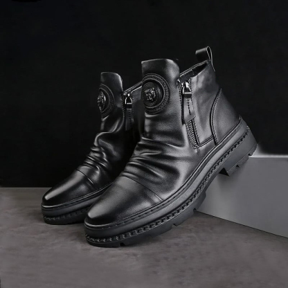 (⏰Limited Time Offer 70% OFF🔥)Men's Comfortable Leather Motorcycle Boots Waterproof Anti-Slip Anti-Sprain