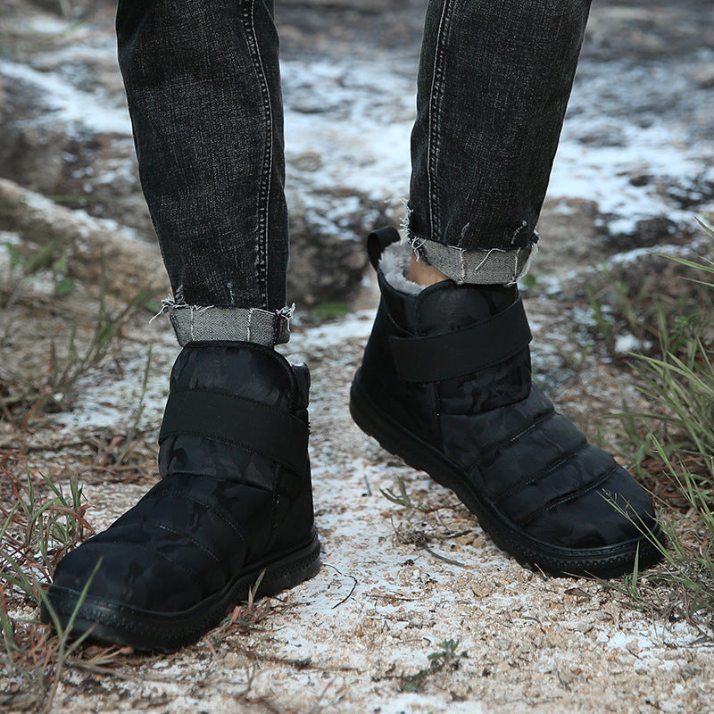 (⏰Limited Time 70% Discount Event) Men's 2024 Winter New Warm Waterproof Non-Slip Puncture-Resistant Velcro Slip-On Snow Boots Ankle Support Orthopedic Wide Toe Arch Support Cotton Shoes
