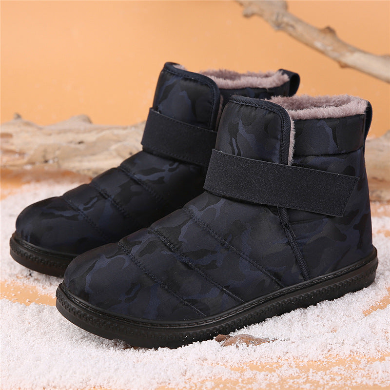 (⏰Limited Time 70% Discount Event) Men's 2024 Winter New Warm Waterproof Non-Slip Puncture-Resistant Velcro Slip-On Snow Boots Ankle Support Orthopedic Wide Toe Arch Support Cotton Shoes