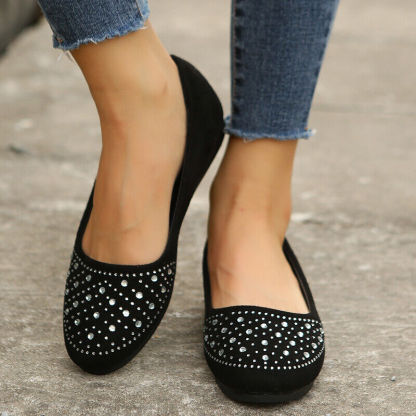 🔥Last Day 50% OFF ⏰Women's Flats Plus Size Flat Heel Round Toe Suede Loafer- Proven Plantar Fasciitis, Foot and Heel Pain Relief