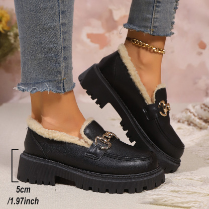🔥Last Day Promotion 50% OFF⏰Women's Wool Lining Thick Sole Leather Loafers - Proven Plantar Fasciitis, Foot and Heel Pain Relief