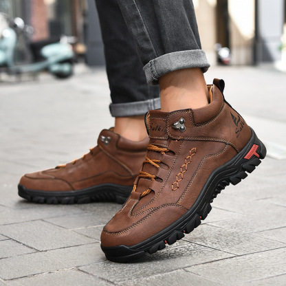 (⏰Last Day 70% OFF🔥)Men's Comfortable Wear-resistant Orthopedic Hand-sewn Leather Shoes - Shock Absorbing Effect, Relaxes Muscles And Relieves Foot Pain