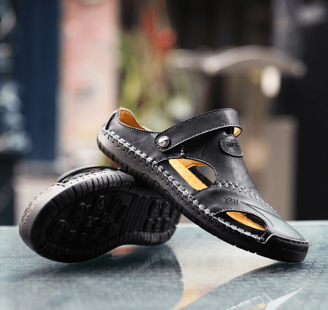🔥On This Week Sale 70% OFF🔥Mens Casual Comfy Leather Slip On Sandals, Comfy Orthopedic Walking Shoes