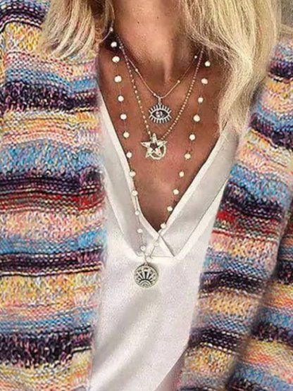 Casual Long Sleeve Striped Sweater coat