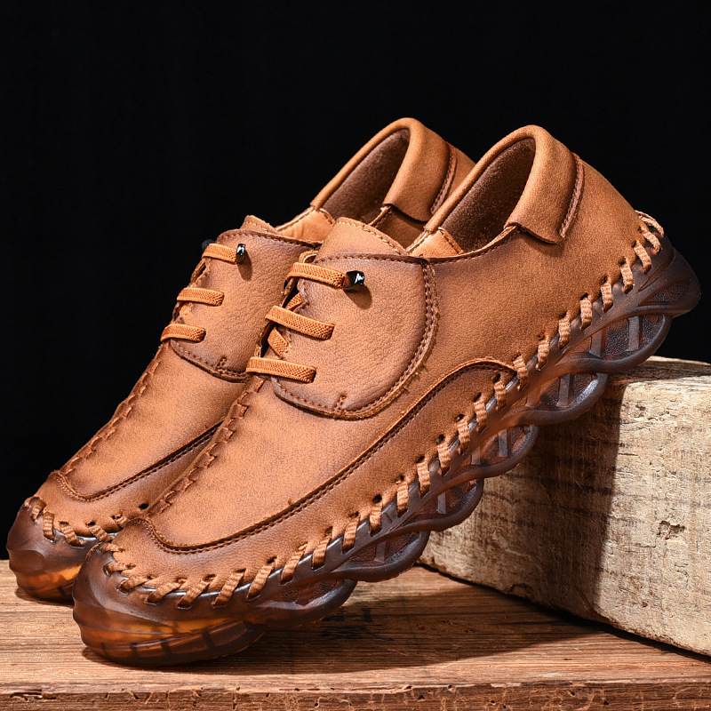 🔥Limited Time Offer 70% OFF🔥Men's Genuine Leather Rubber Sole Slip-On Orthopedic Shoes - Podiatrist Approved Style Recommended