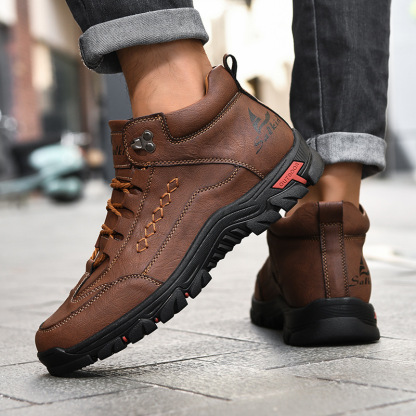 (⏰Last Day 70% OFF🔥)Men's Comfortable Wear-resistant Orthopedic Hand-sewn Leather Shoes - Shock Absorbing Effect, Relaxes Muscles And Relieves Foot Pain