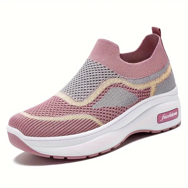 atmungsaktive strick 高原运动鞋 fr damen l ssige 一脚蹬户外 schuhe bequeme 低帮 schuhe 36 rosa 9