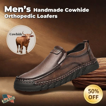 ⏰Last Day! 50% OFF 🔥Men's Handmade Leather Loafers with Arch Support & Wide Toe Box