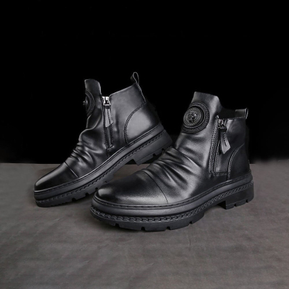 (⏰Limited Time Offer 70% OFF🔥)Men's Comfortable Leather Motorcycle Boots Waterproof Anti-Slip Anti-Sprain