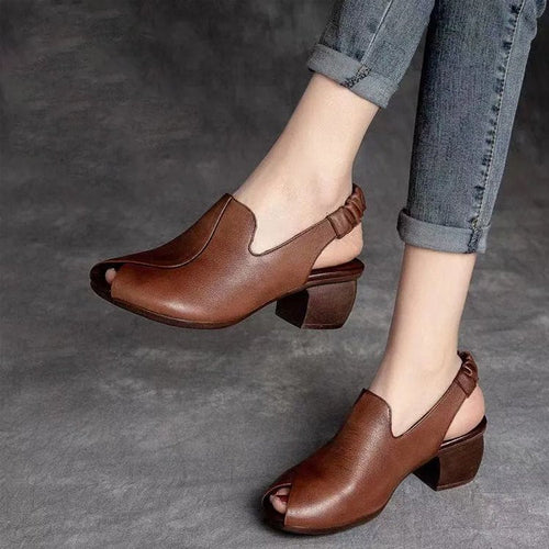 🔥Last Day 50% OFF ⏰Soft-Soled Retro Leather Fish Mouth Women's Shoes - Proven Plantar Fasciitis, Foot and Heel Pain Relief