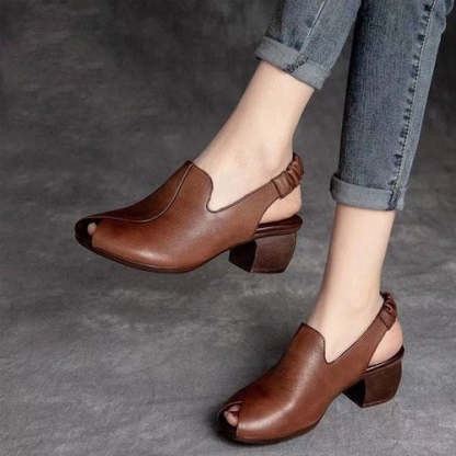 🔥Last Day 50% OFF ⏰Soft-Soled Retro Leather Fish Mouth Women's Shoes - Proven Plantar Fasciitis, Foot and Heel Pain Relief
