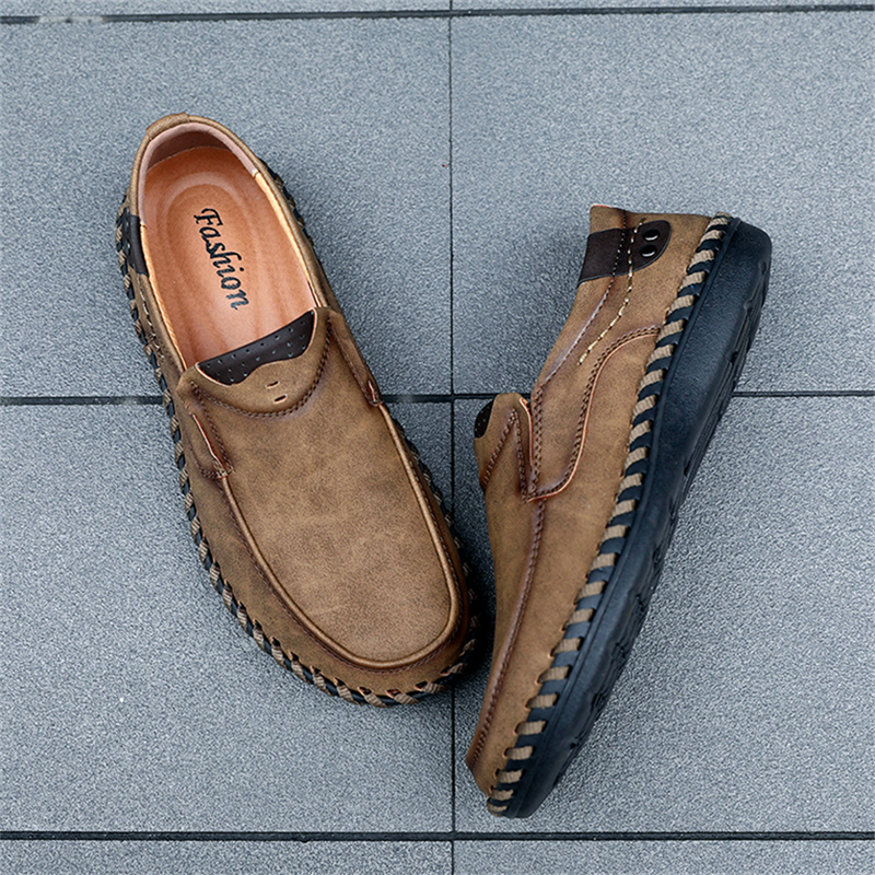 💥Last day deals 70% OFF💥Men's Spring And Summer Walking/Working Stitch Detail Leather Moccasins