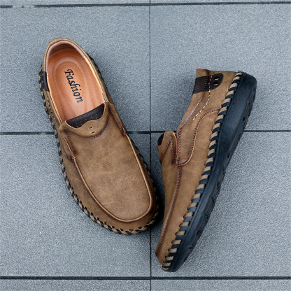 💥Last day deals 70% OFF💥Men's Spring And Summer Walking/Working Stitch Detail Leather Moccasins