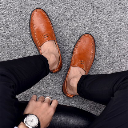 🔥🚀 Hot Sale! Limited Stock! 🌟👟💥Men's Banquet Office Lightweight Design Soft-sole Slip-on Leather Penny Loafers - Proven Plantar Fasciitis, Foot and Heel Pain Relief