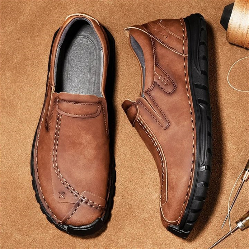 🔥Limited Time Offer 70% OFF🔥Men's Comfortable Lightweight Leather Stitched Walking Shoes - Podiatrist Approved Style Recommended