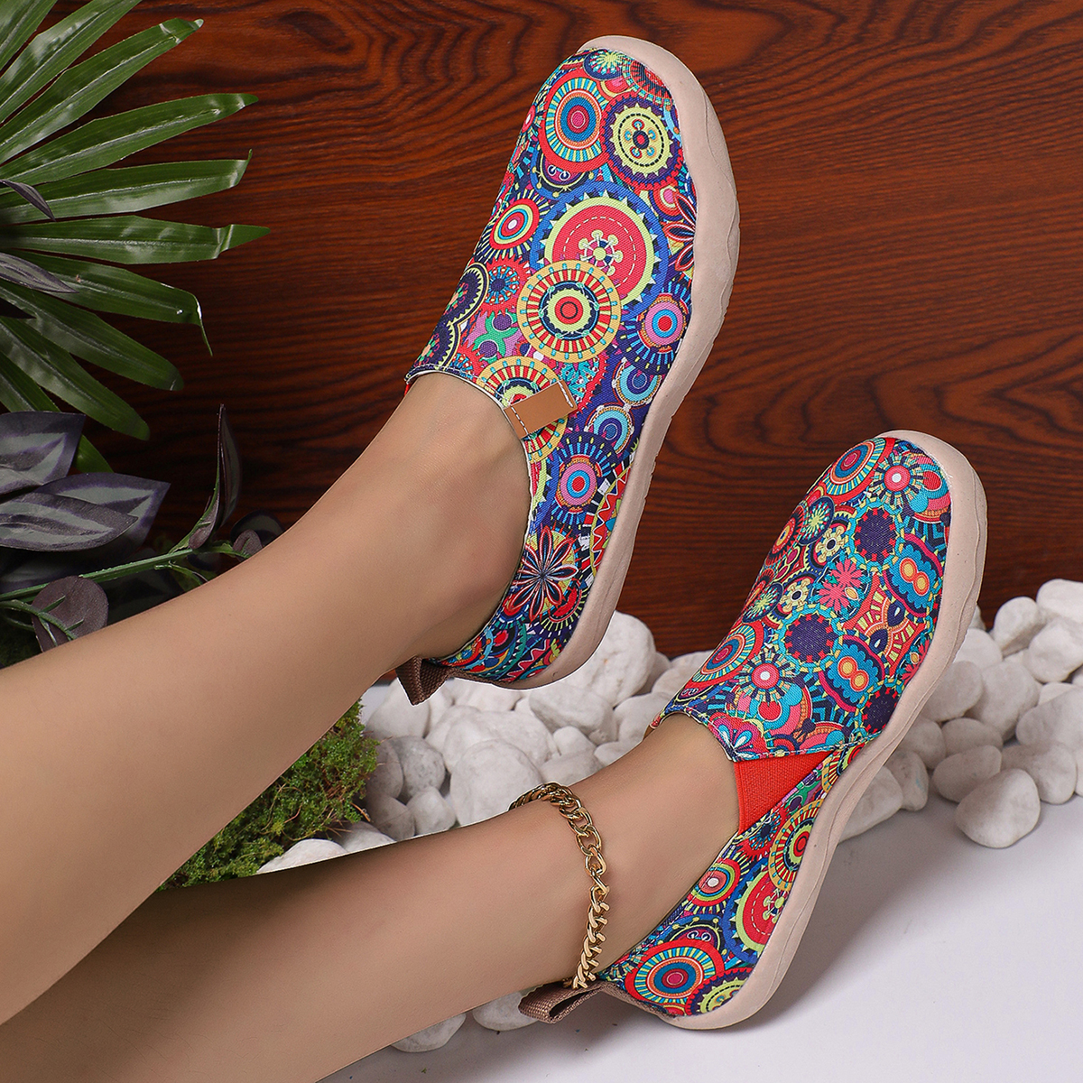 🥿50% OFF !!!✨Clearance!!✨Women's Everyday Wide Toe Arch Support Floral Canvas Slip-On Walking Shoes - Proven Plantar Fasciitis, Foot and Heel Pain Relief