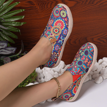 🥿50% OFF !!!✨Clearance!!✨Women's Everyday Wide Toe Arch Support Floral Canvas Slip-On Walking Shoes - Proven Plantar Fasciitis, Foot and Heel Pain Relief