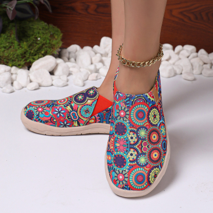 🥿50% OFF !!!✨Clearance!!✨Women's Everyday Wide Toe Arch Support Floral Canvas Slip-On Walking Shoes - Proven Plantar Fasciitis, Foot and Heel Pain Relief