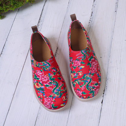 🥿50% OFF !!!✨Clearance!!✨Women's Everyday Wide Toe Arch Support Floral Canvas Slip-On Walking Shoes - Proven Plantar Fasciitis, Foot and Heel Pain Relief