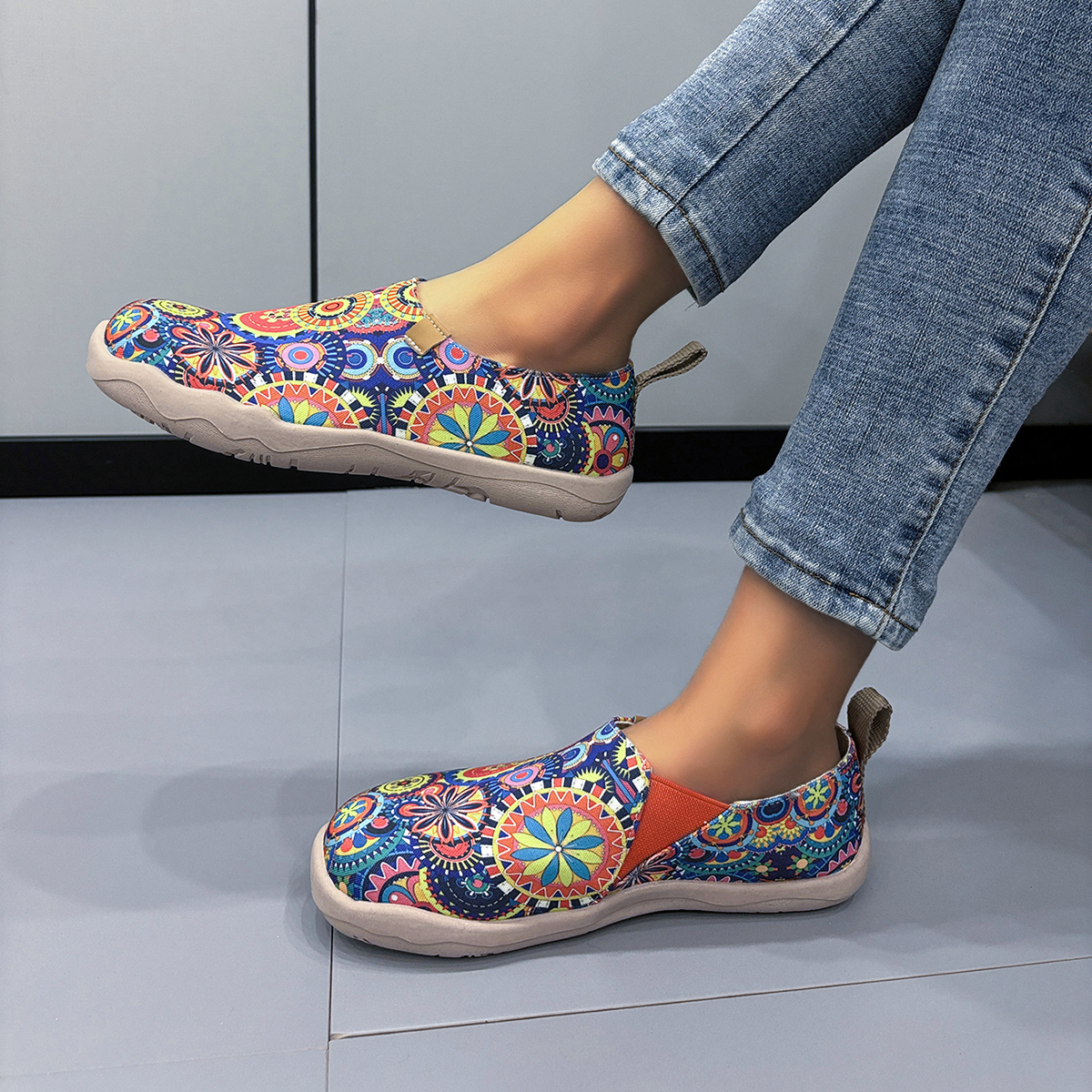 🥿50% OFF !!!✨Clearance!!✨Women's Everyday Wide Toe Arch Support Floral Canvas Slip-On Walking Shoes - Proven Plantar Fasciitis, Foot and Heel Pain Relief