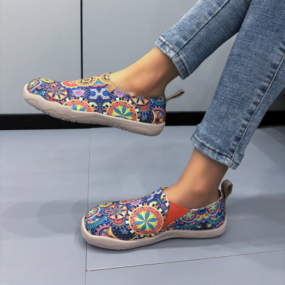🥿50% OFF !!!✨Clearance!!✨Women's Everyday Wide Toe Arch Support Floral Canvas Slip-On Walking Shoes - Proven Plantar Fasciitis, Foot and Heel Pain Relief