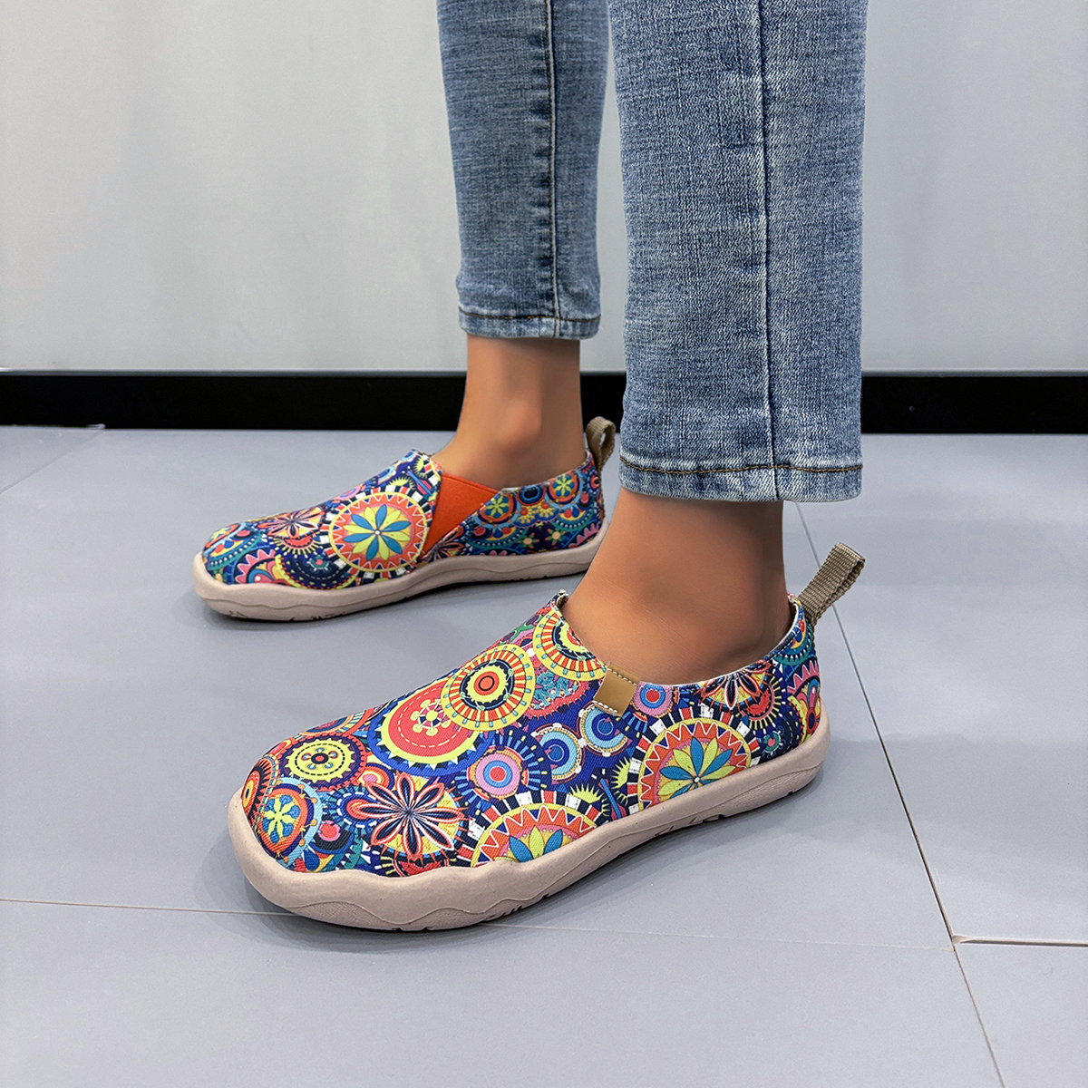 🥿50% OFF !!!✨Clearance!!✨Women's Everyday Wide Toe Arch Support Floral Canvas Slip-On Walking Shoes - Proven Plantar Fasciitis, Foot and Heel Pain Relief