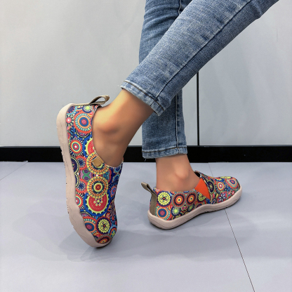 🥿50% OFF !!!✨Clearance!!✨Women's Everyday Wide Toe Arch Support Floral Canvas Slip-On Walking Shoes - Proven Plantar Fasciitis, Foot and Heel Pain Relief