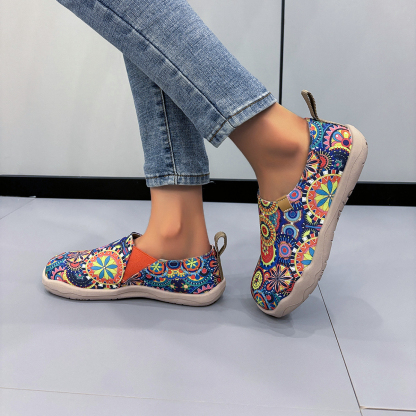 🥿50% OFF !!!✨Clearance!!✨Women's Everyday Wide Toe Arch Support Floral Canvas Slip-On Walking Shoes - Proven Plantar Fasciitis, Foot and Heel Pain Relief
