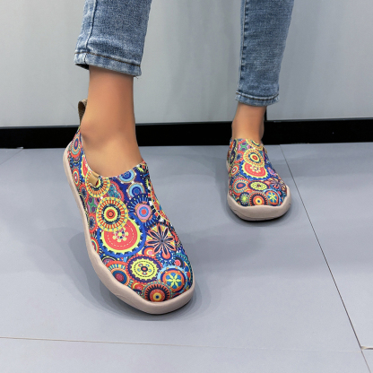 🥿50% OFF !!!✨Clearance!!✨Women's Everyday Wide Toe Arch Support Floral Canvas Slip-On Walking Shoes - Proven Plantar Fasciitis, Foot and Heel Pain Relief