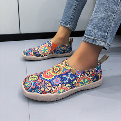🥿50% OFF !!!✨Clearance!!✨Women's Everyday Wide Toe Arch Support Floral Canvas Slip-On Walking Shoes - Proven Plantar Fasciitis, Foot and Heel Pain Relief